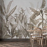 Fototapeten Monochromer Dschungel aus eleganten Blättern