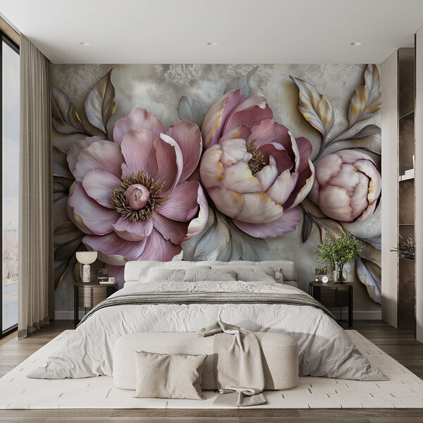 Fototapeten Gruppe von Blumen mit Blättern (Artikelnummer: w01825) Fototapeten Fototapeten Gruppe von Blumen mit Blättern (Artikelnummer: w01825)