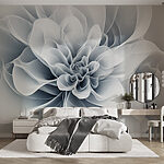 Fototapeten Elegantes monochromes Blumendesign wirbelt