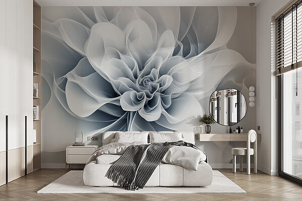 Elegantes monochromes Blumendesign wirbelt Fototapeten Elegantes monochromes Blumendesign wirbelt