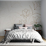 Fototapeten Zeichnung von Blumen auf einem weißen Hintergrund