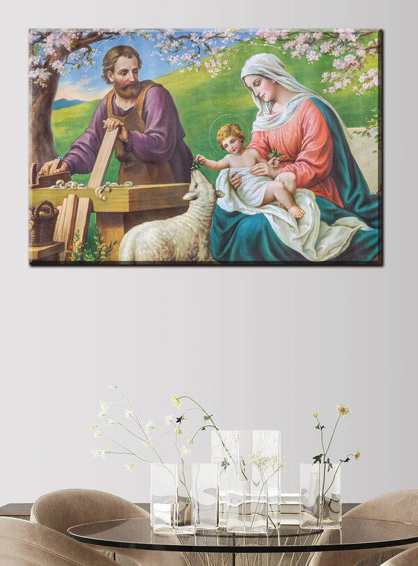 Gemälde eines Mannes und einer Frau, die ein Baby halten Wandbilder Gemälde eines Mannes und einer Frau, die ein Baby halten