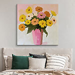 Wandbilder Gemälde mit Blumen in einer rosa Vase