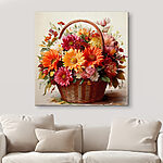 Wandbilder Korb mit Blumen