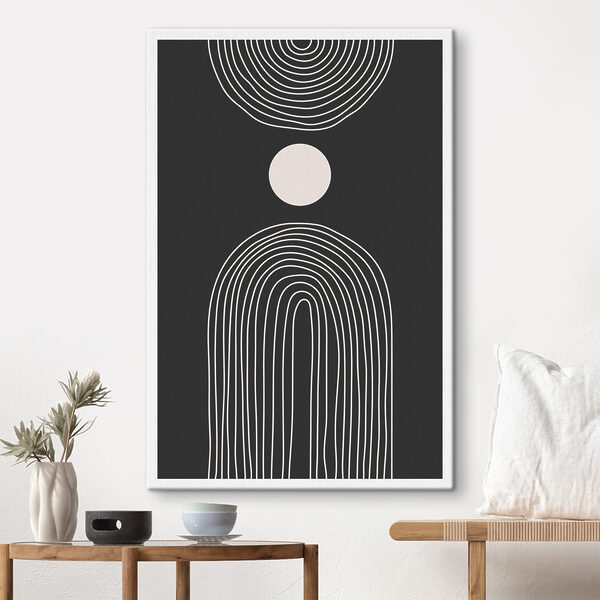 Schwarz-weißes Poster mit einem weißen Kreis und einem schwarz-weißen Regenbogen Wandbilder Schwarz-weißes Poster mit einem weißen Kreis und einem schwarz-weißen Regenbogen