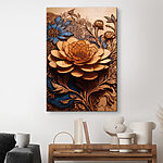 Wandbilder Holzschnitzerei einer Blume