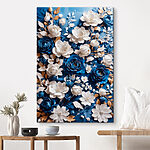 Wandbilder Blaue und weiße Blumen
