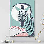 Wandbilder Zebra mit weißem Kreis und blauem Hintergrund