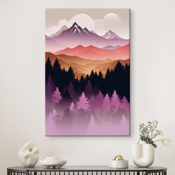 Bergkette mit Bäumen und Bergen im Hintergrund Wandbilder Bergkette mit Bäumen und Bergen im Hintergrund