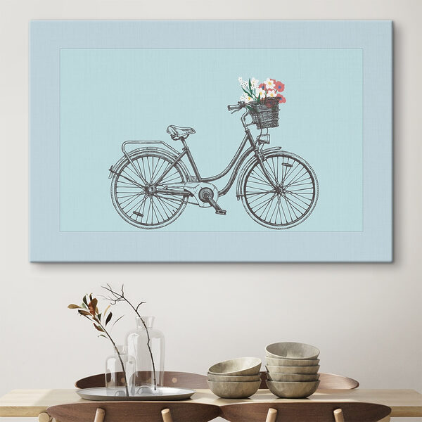 Fahrrad mit Blumen in einem Korb Wandbilder Fahrrad mit Blumen in einem Korb