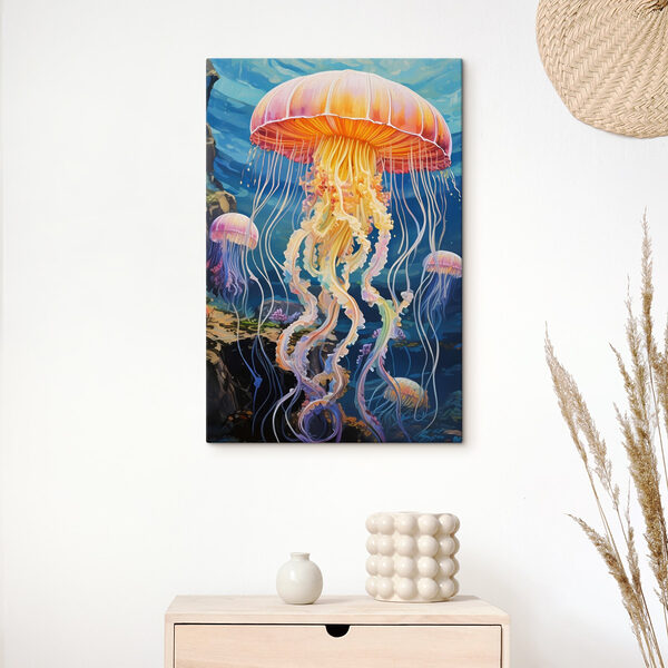Bunte Quallen schwimmen im Wasser Wandbilder Bunte Quallen schwimmen im Wasser