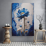 Wandbilder Blaue Blume mit weißen Blättern