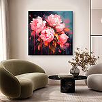 Wandbilder Gemälde mit rosa Blumen