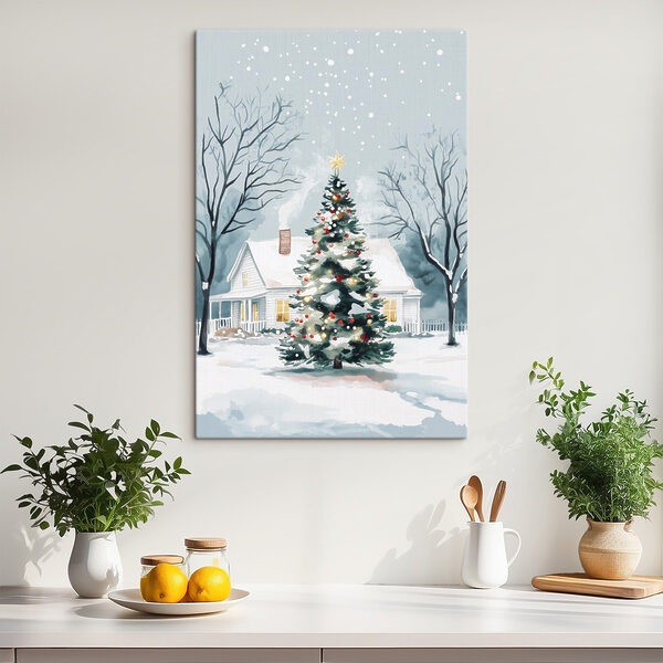 Weihnachtsbaum vor einem Haus Wandbilder Weihnachtsbaum vor einem Haus