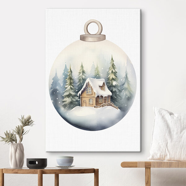 Aquarellmalerei eines Hauses in einem verschneiten Wald Wandbilder Aquarellmalerei eines Hauses in einem verschneiten Wald