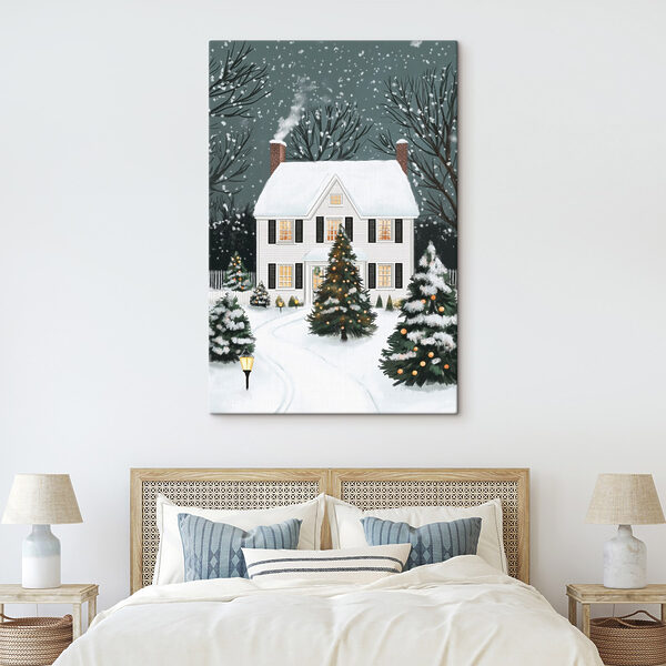 Haus mit Bäumen und Schnee Wandbilder Haus mit Bäumen und Schnee