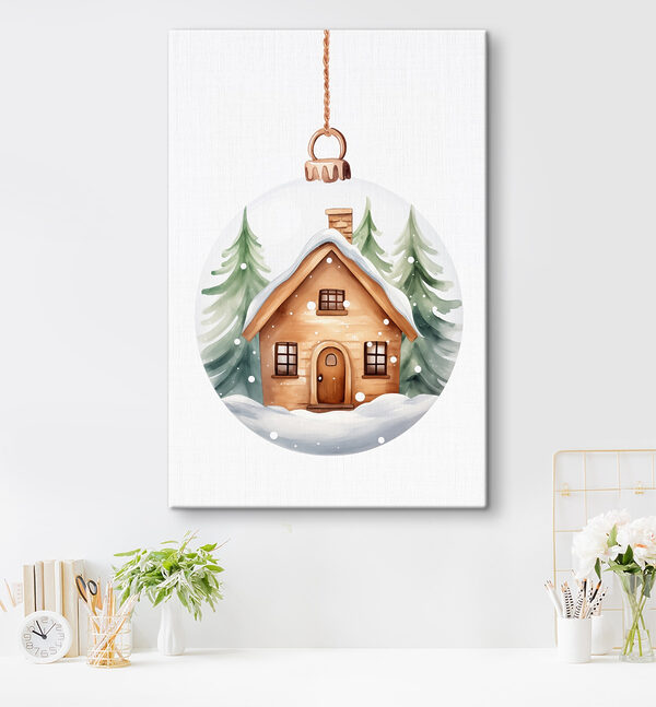 Glaskugel mit einem Haus und Bäumen darin Wandbilder Glaskugel mit einem Haus und Bäumen darin