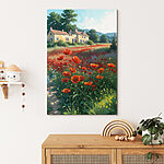 Wandbilder Blumenfeld mit einem Haus im Hintergrund