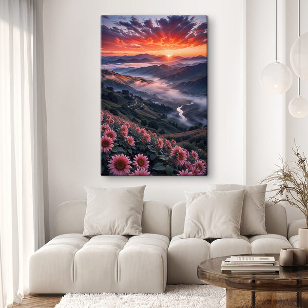 Tal mit Blumen und einem Fluss Wandbilder Tal mit Blumen und einem Fluss