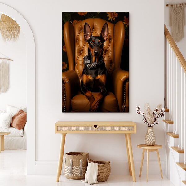 Hund sitzt auf einem Stuhl Wandbilder Hund sitzt auf einem Stuhl