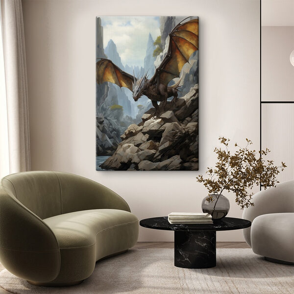 Drache auf einem felsigen Hügel Wandbilder Drache auf einem felsigen Hügel