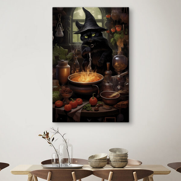 Katze mit Hut, die einen Topf mit Essen kocht Wandbilder Katze mit Hut, die einen Topf mit Essen kocht