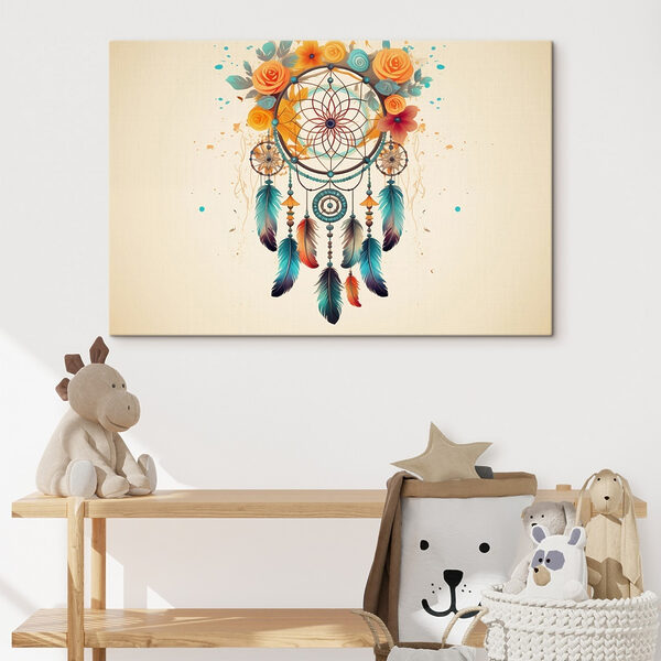 Traumfänger mit Blumen und Federn Wandbilder Traumfänger mit Blumen und Federn