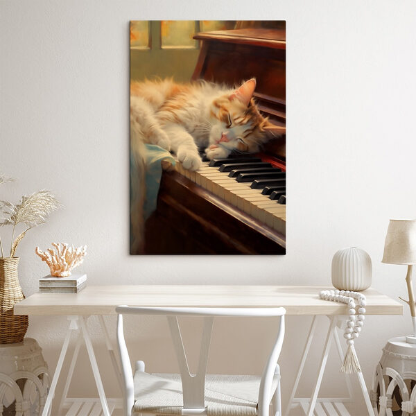 Katze schlafend auf einem Klavier Wandbilder Katze schlafend auf einem Klavier