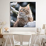 Wandbilder Katze im Schnee sitzend