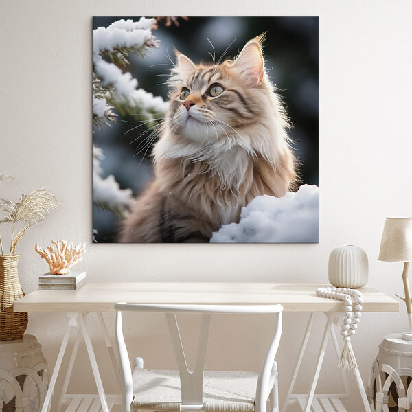 Katze im Schnee sitzend Wandbilder Katze im Schnee sitzend