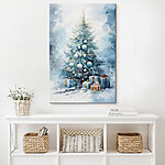 Wandbilder Aquarell eines Weihnachtsbaums mit Geschenken