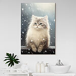 Wandbilder Katze im Schnee sitzend