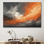 Wandbilder Bewölkter Himmel mit orangefarbenen und grauen Wolken