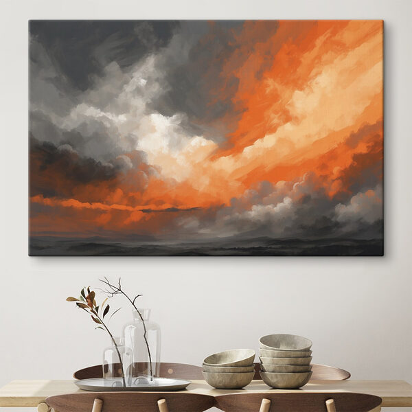 Bewölkter Himmel mit orangefarbenen und grauen Wolken Wandbilder Bewölkter Himmel mit orangefarbenen und grauen Wolken