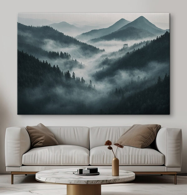 Nebliges Gebirge mit Bäumen Wandbilder Nebliges Gebirge mit Bäumen