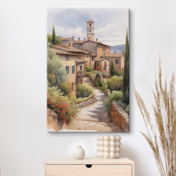 Aquarellmalerei eines Dorfes Wandbilder Aquarellmalerei eines Dorfes