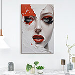 Wandbilder Frau mit orange-schwarzem Make-up