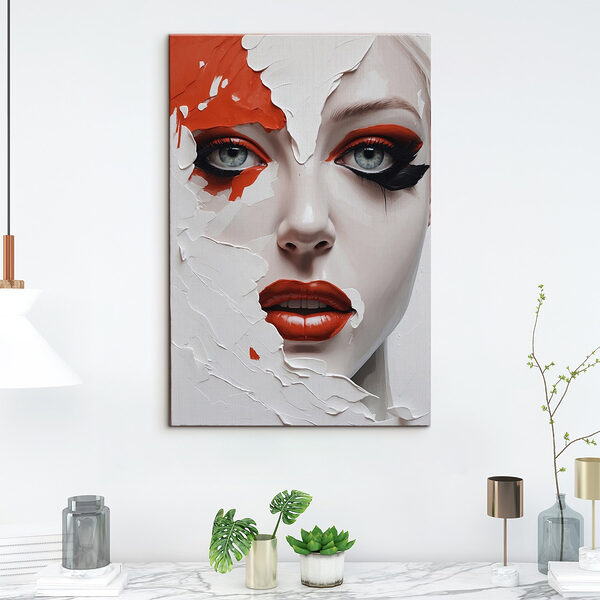 Frau mit orange-schwarzem Make-up Wandbilder Frau mit orange-schwarzem Make-up