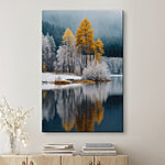 Wandbilder See mit Bäumen und Schnee