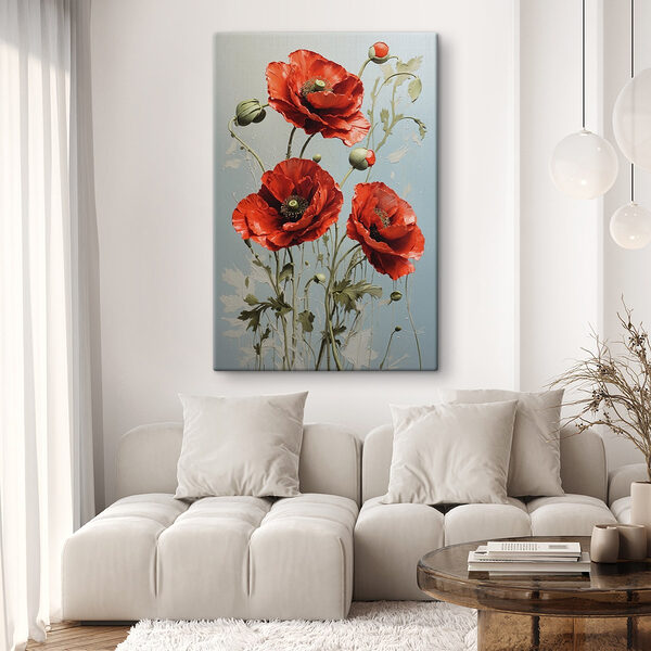 Leuchtend rote Mohnblumen in voller Blüte Wandbilder Leuchtend rote Mohnblumen in voller Blüte
