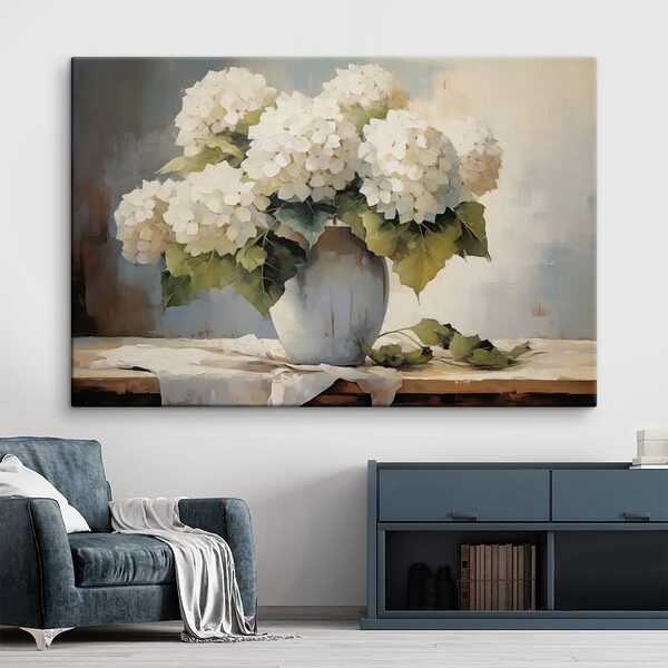 Gemälde mit weißen Blumen in einer Vase Wandbilder Gemälde mit weißen Blumen in einer Vase