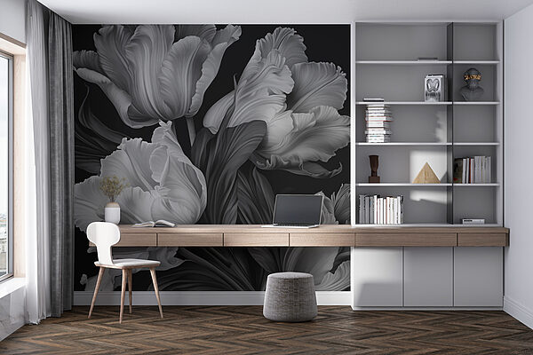 Elegante Tulpen in monochromen Tönen Fototapeten Elegante Tulpen in monochromen Tönen
