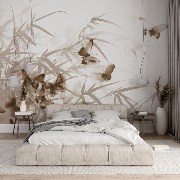 Fototapeten Schmetterlinge auf einer weißen Fläche