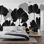 Fototapeten Schwarzes und weißes Blumendesign