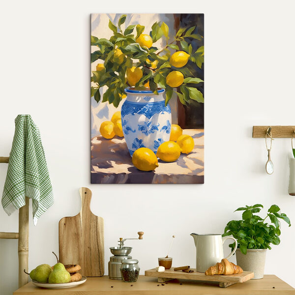 Gemälde von Zitronen in einer Vase Wandbilder Gemälde von Zitronen in einer Vase