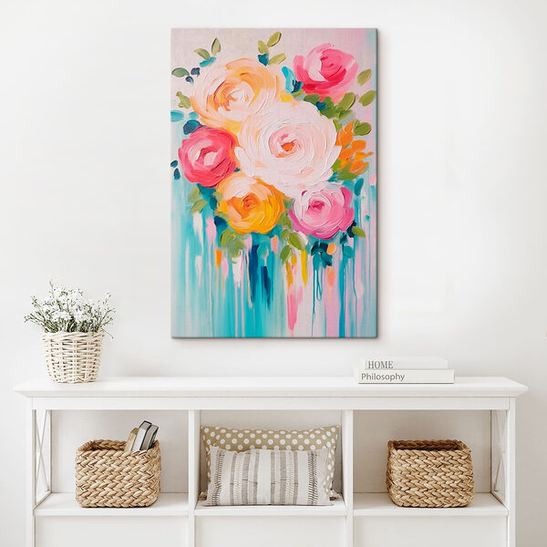 Malerei von Blumen auf einer weißen Fläche Wandbilder Malerei von Blumen auf einer weißen Fläche
