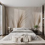 Fototapeten Weiche, elegante Gras-Silhouetten in Beige