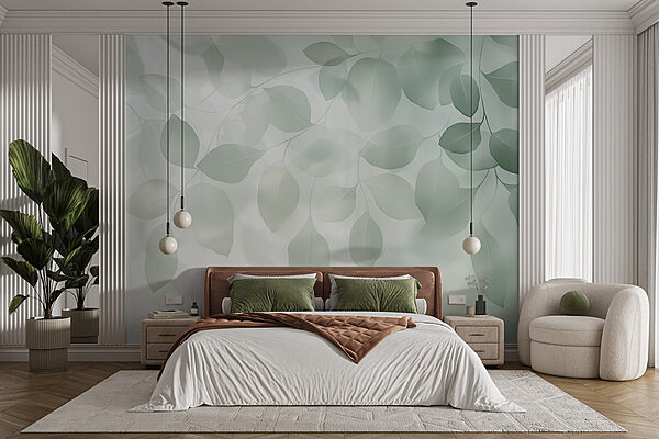 Fototapeten Transluzente Blätter auf weichem Hintergrund