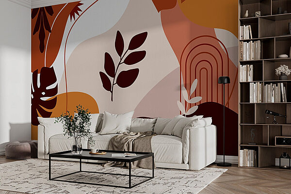 Fototapeten Abstrakte botanische Formen und Farben