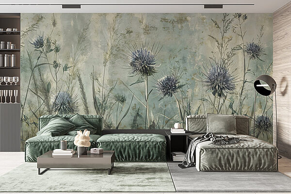 Malerei von Blumen und Pflanzen Fototapeten Malerei von Blumen und Pflanzen
